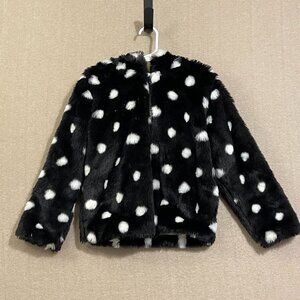 My Favorite Plush Jacket/Coat Girl's 5 Fur Hooded Black & White Pockets